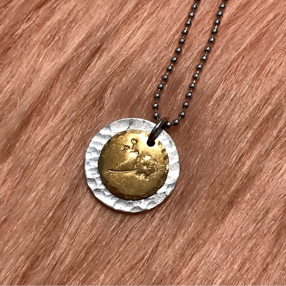 Dandelion Handstamped Charm Necklace - Picture 2 of 7